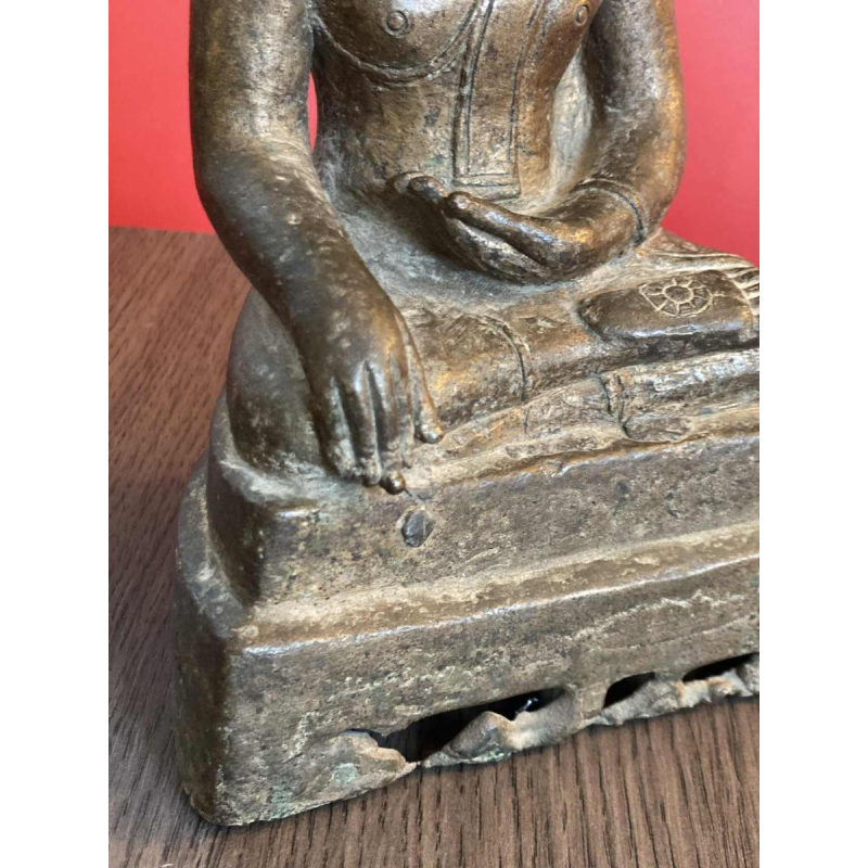 Bouddha assis en bronze patiné, Birmanie XIXe s