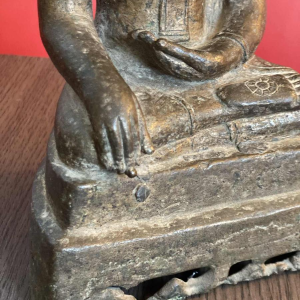 Seated Buddha in patinated bronze, Burma 19th c