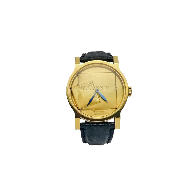 Gio Pomodoro Millennium, automatisch horloge, 18kt geel goud, zwarte leren band