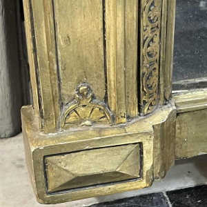 Large golden fireplace mirror, wood and stucco, Napoleon III period, ca 1890