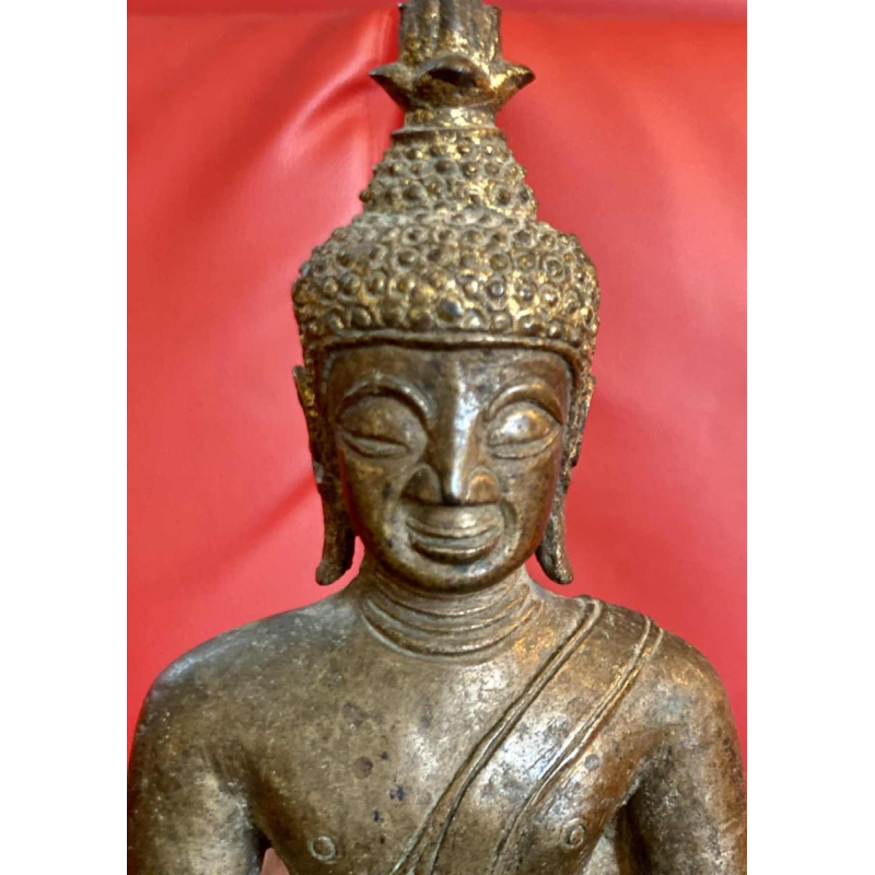 Seated Buddha in patinated bronze, Burma 19th c