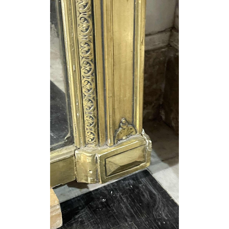 Large golden fireplace mirror, wood and stucco, Napoleon III period, ca 1890