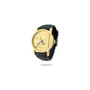 Gio Pomodoro Millennium, automatic watch, 18kt yellow gold, black leather strap