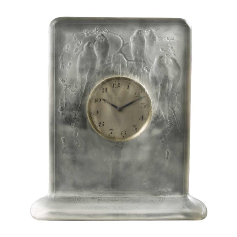 Pendulette 8 jours «QUATRE PERRUCHES » (1920) de RENE LALIQUE (1860-1945)