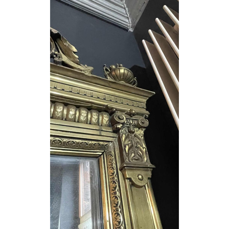 Grote vergulde spiegel, hout en stucwerk, Napoleon III-periode, ca 1890