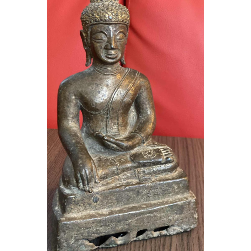 Seated Buddha in patinated bronze, Burma 19th c