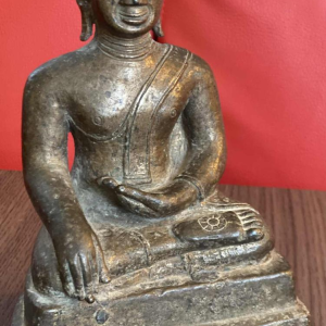 Seated Buddha in patinated bronze, Burma 19th c