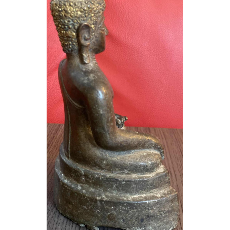 Bouddha assis en bronze patiné, Birmanie XIXe s