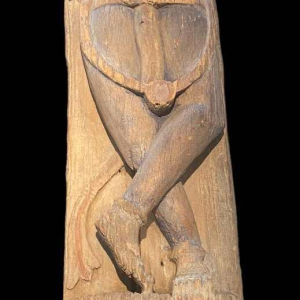 Paar houten elementen / sculpturen, India eind 19e eeuw