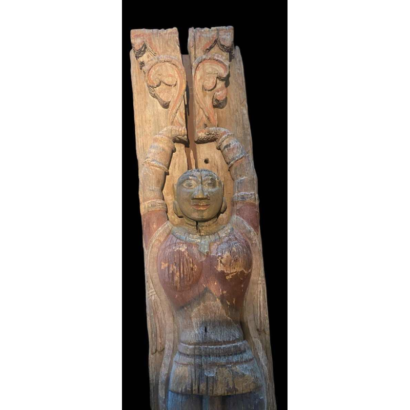 Paar houten elementen / sculpturen, India eind 19e eeuw