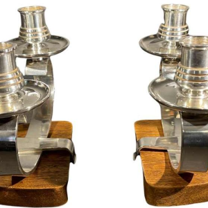 Wiskemann Silverware, Pair of Art Deco Silver Plated Candelabras Candel holders