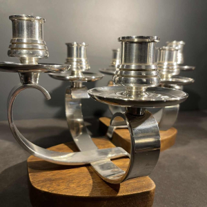Wiskemann Silverware, Pair of Art Deco Silver Plated Candelabras Candel holders