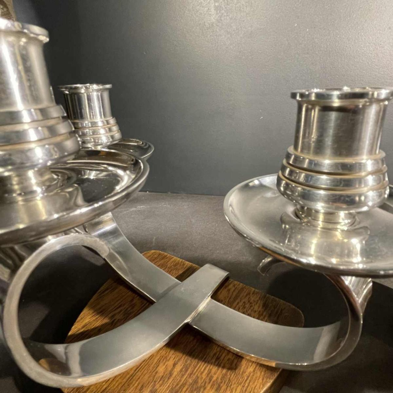 Wiskemann Silverware, Pair of Art Deco Silver Plated Candelabras Candel holders