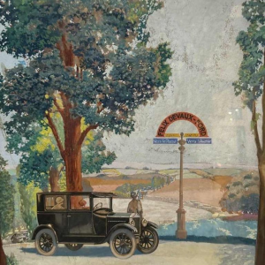 Sterne Stevens, projet voitures Ford Carrosserie Devaux Bruxelles et Lux, aquarelle sur papier