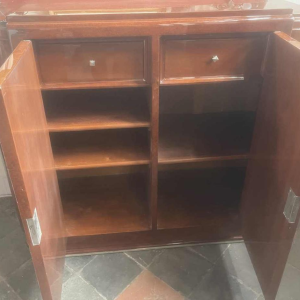 Buffet Art Déco, bois de plaquage d'amboine laqué brillant, meuble entièrement restauré, ca 1930