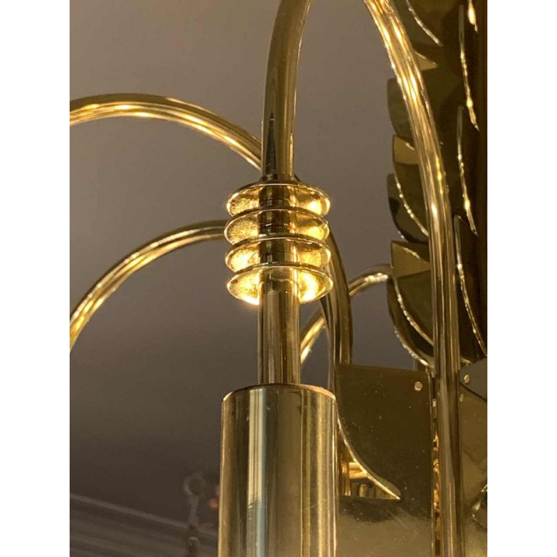 GIO PONTI for EMILIO LANCIA (Attributed), Art Deco Brass Glass Chandelier, 1930s