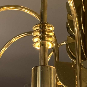 GIO PONTI for EMILIO LANCIA (Attributed), Art Deco Brass Glass Chandelier, 1930s