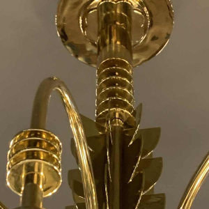 GIO PONTI for EMILIO LANCIA (Attribué à), Lustre Art Déco laiton et verre, 1930s