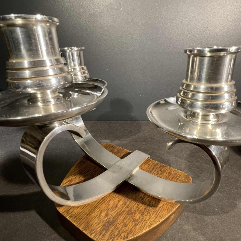 Wiskemann Silverware, Pair of Art Deco Silver Plated Candelabras Candel holders