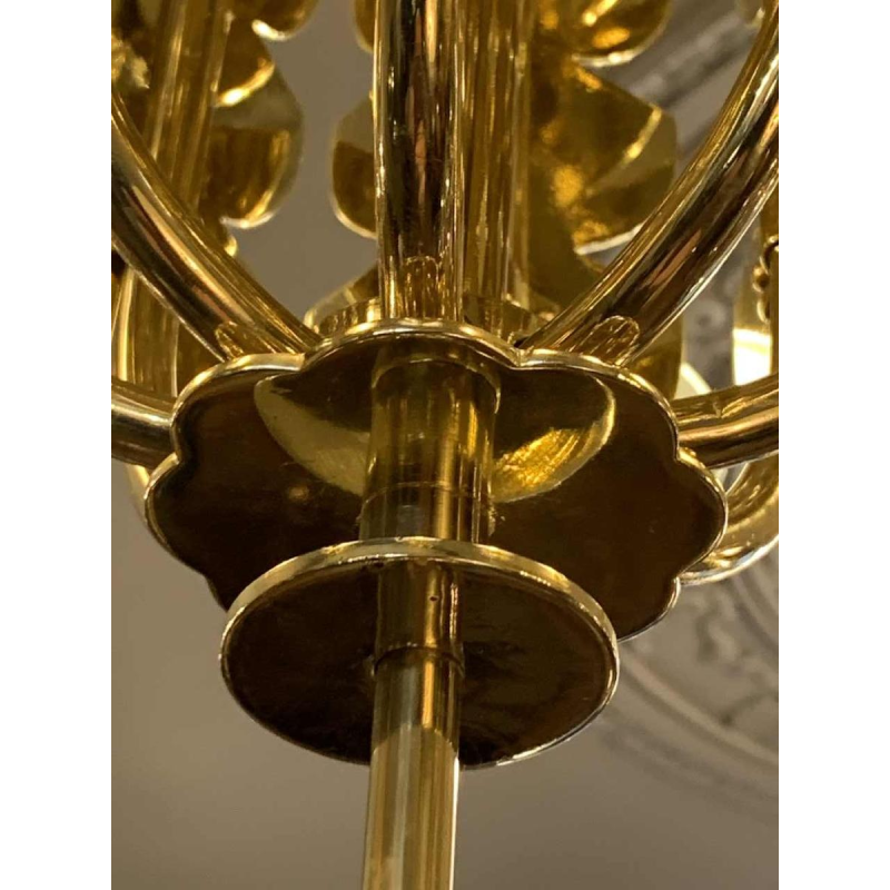 GIO PONTI for EMILIO LANCIA (Attribué à), Lustre Art Déco laiton et verre, 1930s