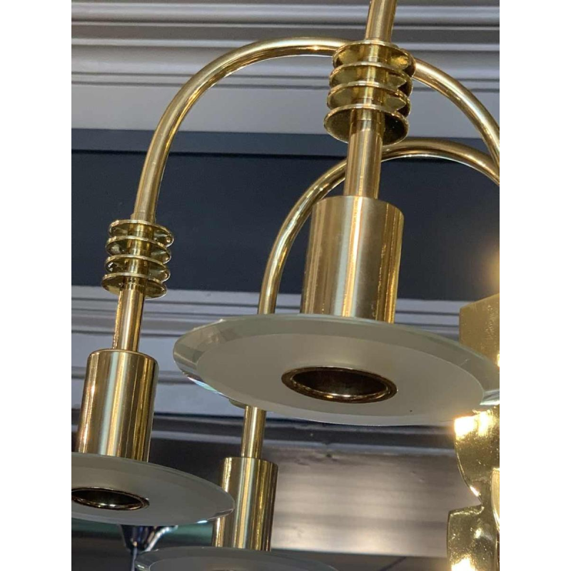 GIO PONTI voor EMILIO LANCIA (toegeschreven aan), Art Deco messing kroonluchter