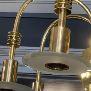 GIO PONTI voor EMILIO LANCIA (toegeschreven aan), Art Deco messing kroonluchter