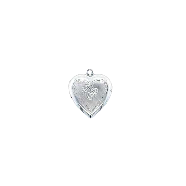 Antique 18kt White Gold Heart Pendant, photo holder