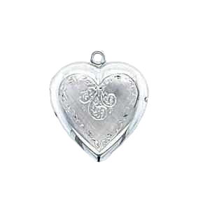 Antique 18kt White Gold Heart Pendant, photo holder