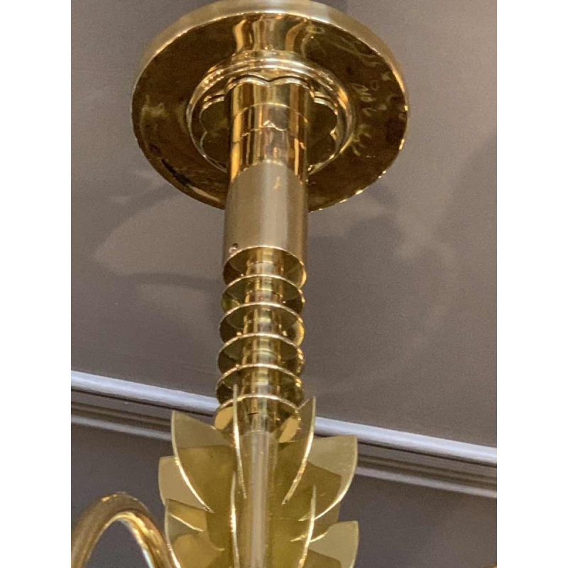 GIO PONTI for EMILIO LANCIA (Attribué à), Lustre Art Déco laiton et verre, 1930s