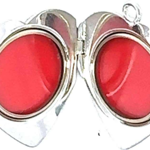 Antique 18kt White Gold Heart Pendant, photo holder