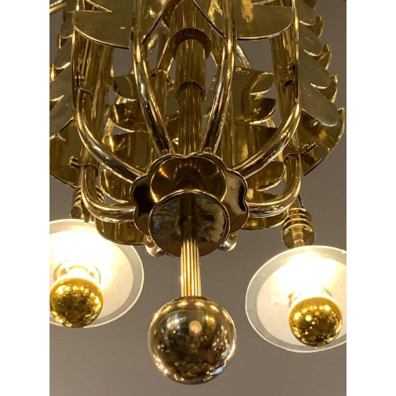 GIO PONTI voor EMILIO LANCIA (toegeschreven aan), Art Deco messing kroonluchter