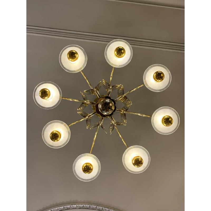 GIO PONTI voor EMILIO LANCIA (toegeschreven aan), Art Deco messing kroonluchter