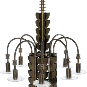 GIO PONTI for EMILIO LANCIA (Attributed), Art Deco Brass Glass Chandelier, 1930s