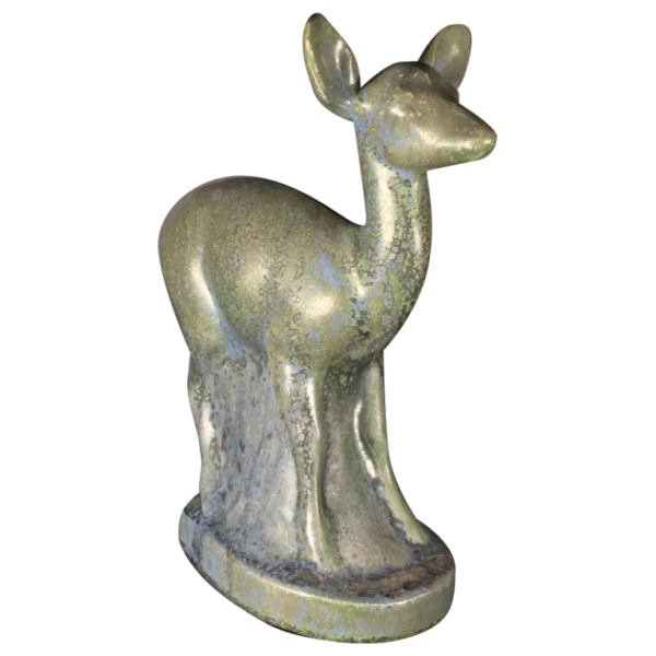 Thierry Van Rijswijck for Roger Guérin, Art Deco Stoneware Animal sculpture, Fawn / Doe, 1925s