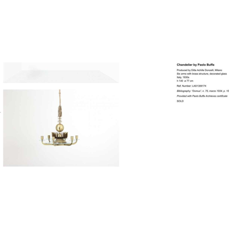 GIO PONTI for EMILIO LANCIA (Attribué à), Lustre Art Déco laiton et verre, 1930s