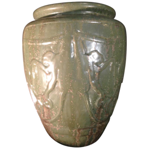 ROGER GUERIN N° 761 vase with MONKEYS stylized Art Deco, Grès de Bouffioulx 1930