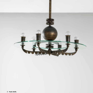 GIO PONTI voor EMILIO LANCIA (toegeschreven aan), Art Deco messing kroonluchter