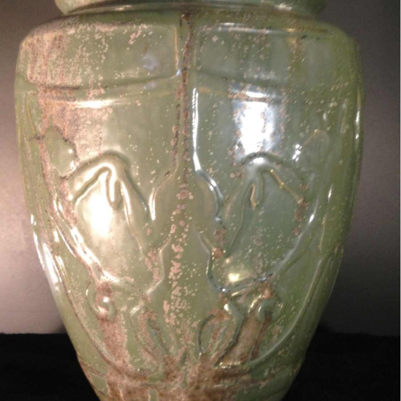 ROGER GUERIN N° 761 vase with MONKEYS stylized Art Deco, Grès de Bouffioulx 1930