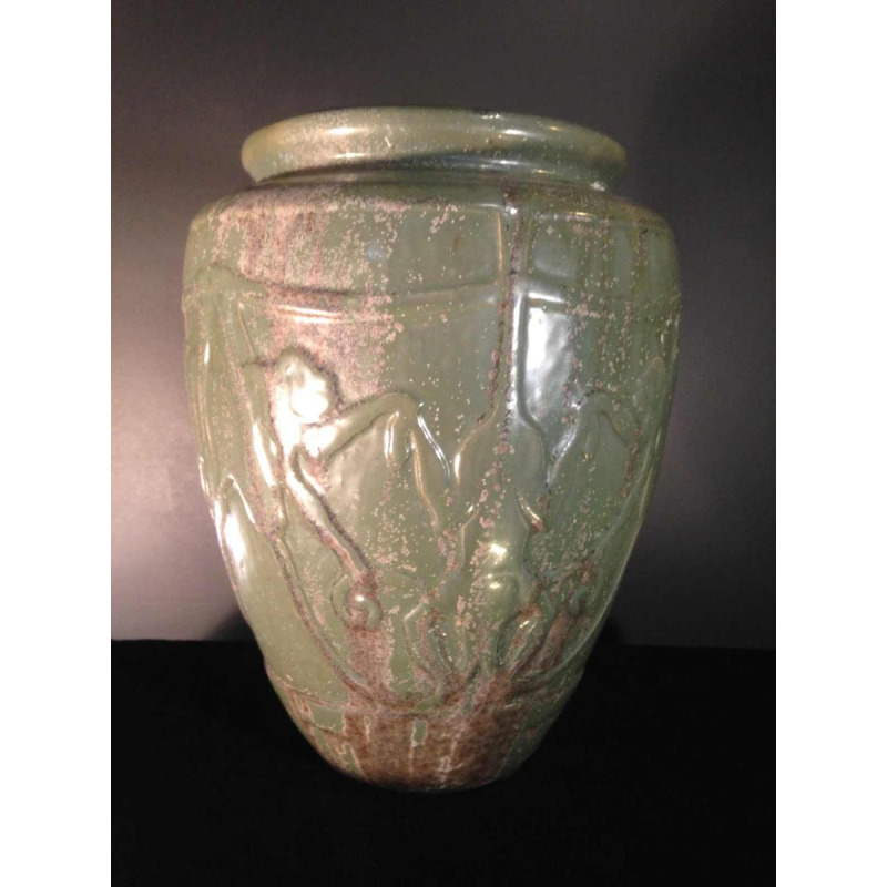 ROGER GUERIN, N° 761 APEN gestileerde Art Deco Vaas, Grès de Bouffioulx, 1930