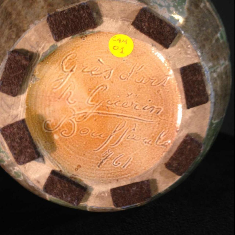 ROGER GUERIN N° 761 vase with MONKEYS stylized Art Deco, Grès de Bouffioulx 1930