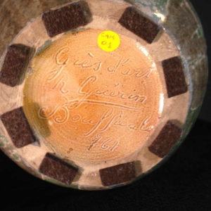 ROGER GUERIN, vase N° 761 aux SINGES stylisés Art Déco, Grès de Bouffioulx, 1930