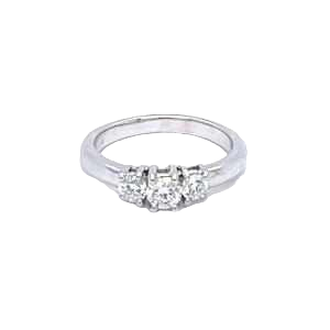 Drieluik ring, witgoud en diamant