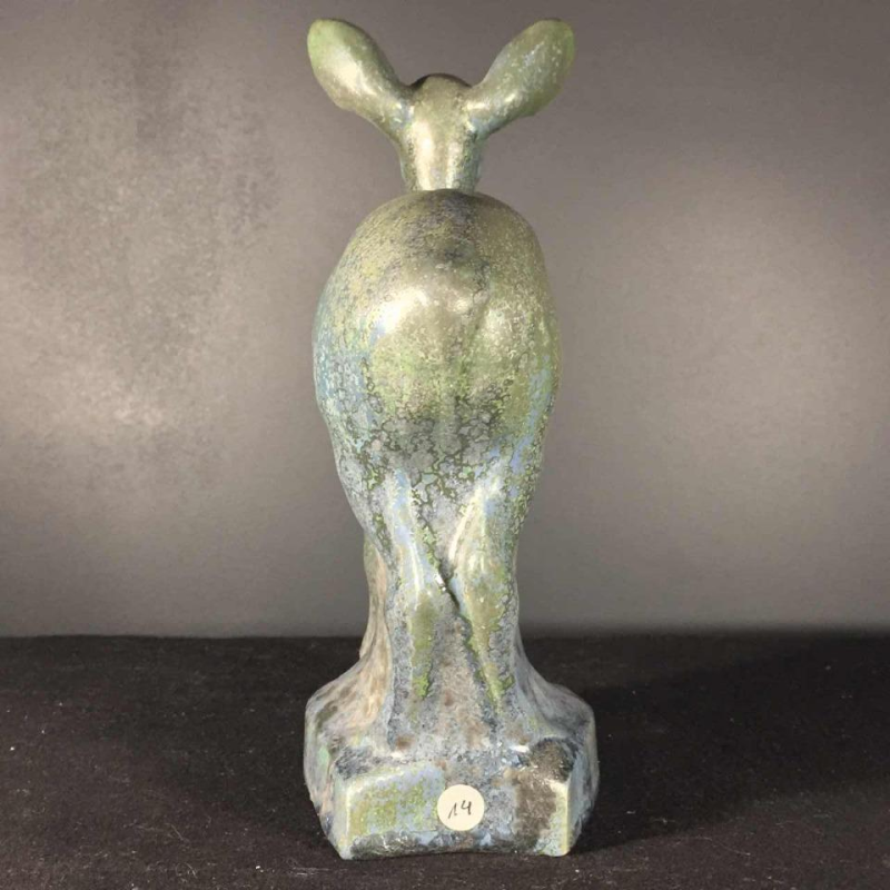 Thierry Van Rijswijck for Roger Guérin, Art Deco Stoneware Animal sculpture, Fawn / Doe, 1925s