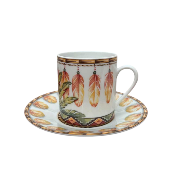 Hermès Paris, tasse Xhingu et sa soucoupe en porcelaine, collection Patchwork