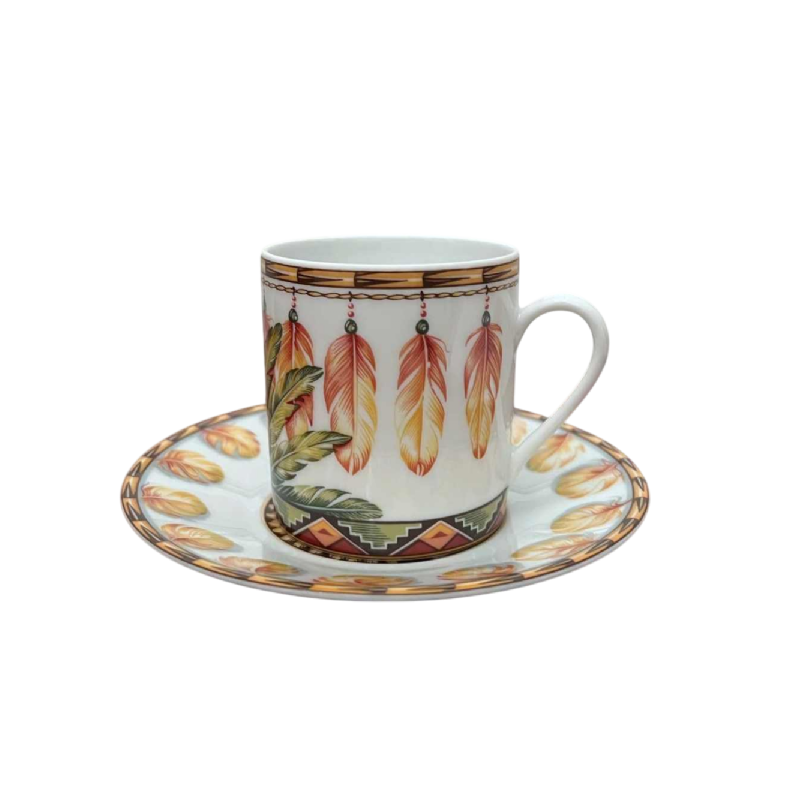 Hermès Paris, tasse Xhingu et sa soucoupe en porcelaine, collection Patchwork