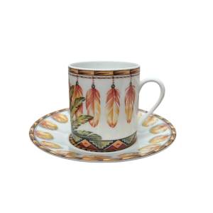 Hermès Paris, tasse Xhingu et sa soucoupe en porcelaine, collection Patchwork