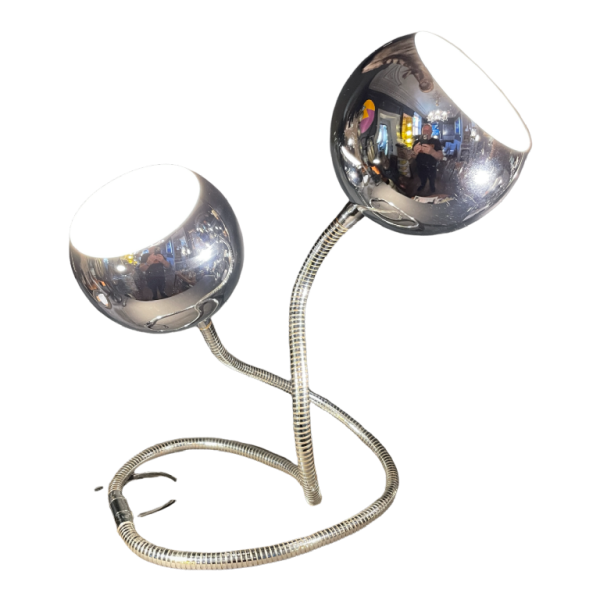 GOFFREDO REGGIANI, Flexible lamp "Snake Eye Balls", chrome steel 1970