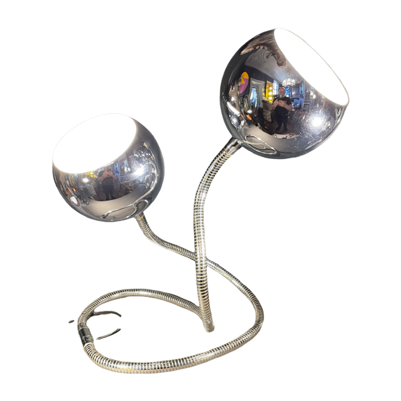 GOFFREDO REGGIANI, Lampe flexible " Snake Eye Balls ", acier chrome 1970s