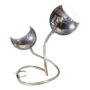 GOFFREDO REGGIANI, Lampe flexible " Slangenoogbollen ", acier chroom 1970