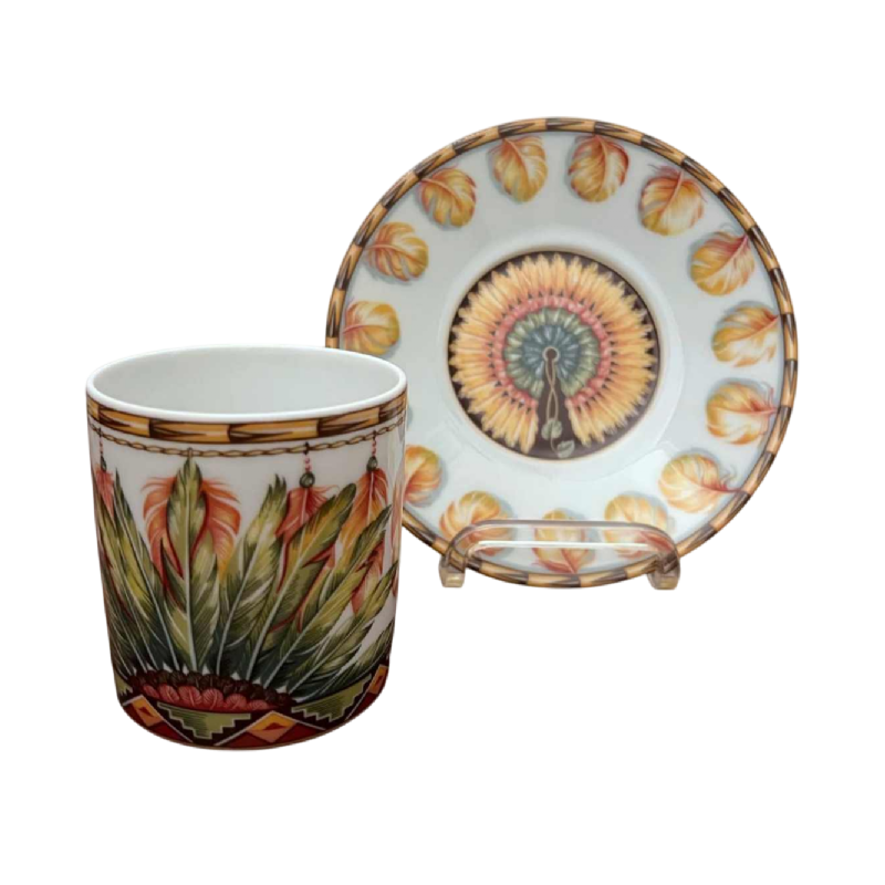 Hermès Paris, tasse Xhingu et sa soucoupe en porcelaine, collection Patchwork